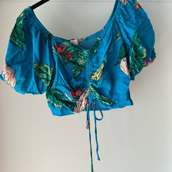 SO Blue Leaf Print Women's Blouse - Picture 1 of 3